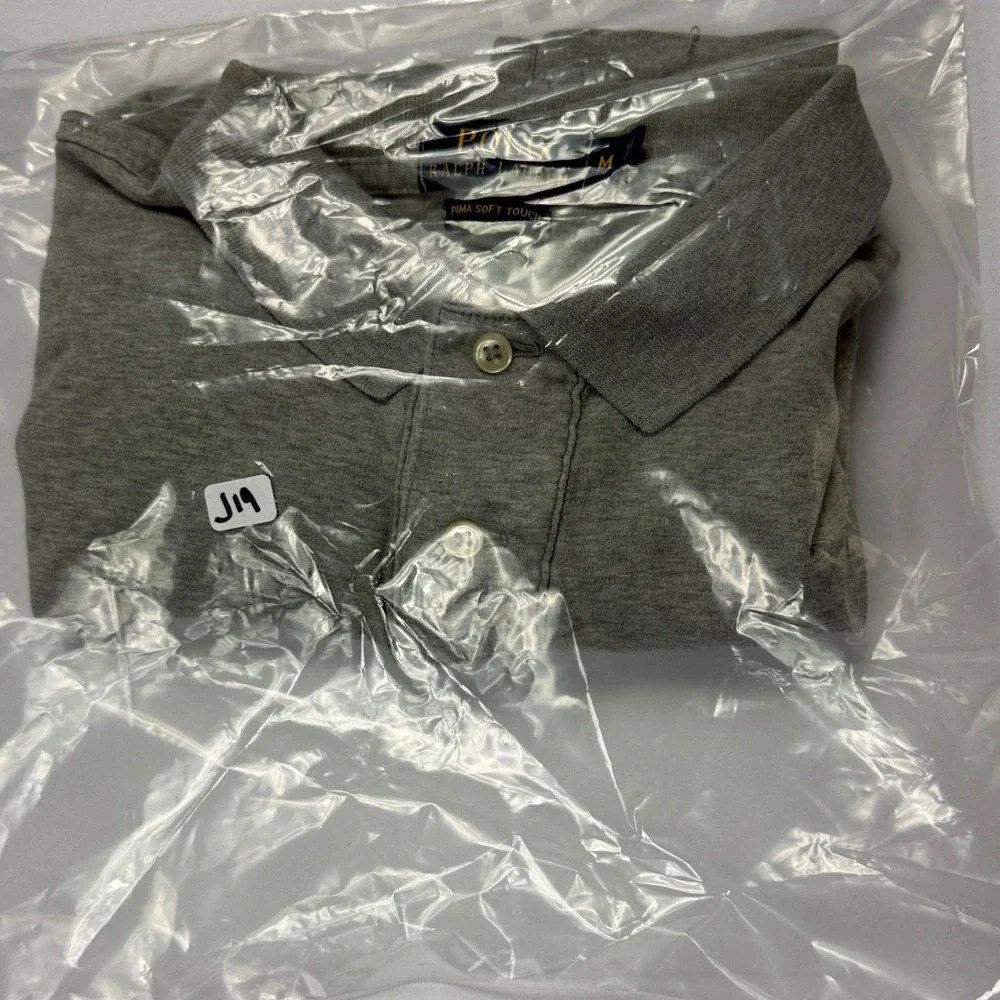Polo Ralph Lauren Mens Gray Pima Soft Touch Polo Shirt Short Sleeve Size M